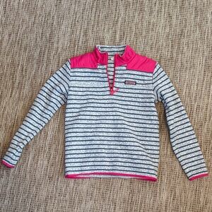 Vineyard Vines Kids Striped Sweatshirt with Pink and Gray
